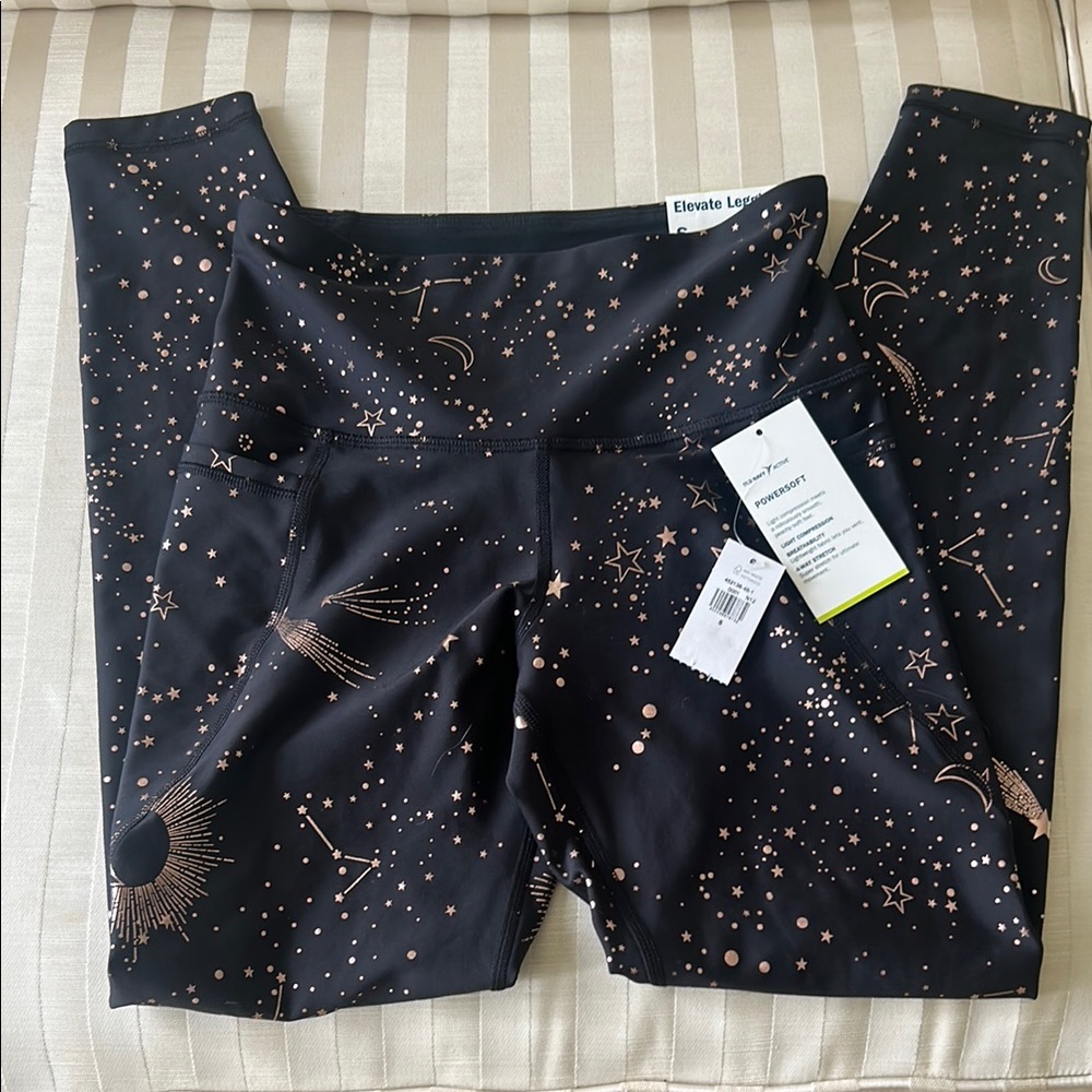 Old Navy Black and Brown Leggings with Stretchy Fit